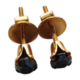 4.8mm Blue Diamond Stud Earrings 925 Sterling Silver Gold Plated Round Diamond