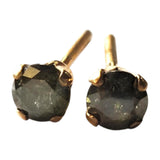 4.7mm Green Diamond Stud Earrings 925 Sterling Silver Gold Plated Round Diamond