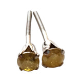 4.5mm Yellow Diamond Stud Earrings 925 Sterling Silver Round Diamond Jewelry