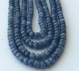 3-5mm Blue Sapphire Beads Plain Rondelle Beads, Blue Sapphire Beads (8IN-16IN)