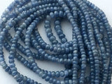 3-5mm Blue Sapphire Beads Plain Rondelle Beads, Blue Sapphire Beads (8IN-16IN)