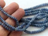 3-5mm Blue Sapphire Beads Plain Rondelle Beads, Blue Sapphire Beads (8IN-16IN)