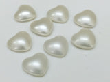 13mm Ivory Pearl Heart Cabochons, Mowa Heart Pearl Flat Back Cabochons, 10 Pcs