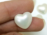 13mm Ivory Pearl Heart Cabochons, Mowa Heart Pearl Flat Back Cabochons, 10 Pcs