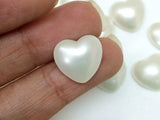 13mm Ivory Pearl Heart Cabochons, Mowa Heart Pearl Flat Back Cabochons, 10 Pcs