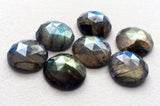 14mm Labradorite Rose Cut Round Cabochons, Labradorite Faceted Round Flat Back