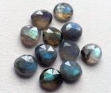 8-9mm Labradorite Rose Cut Cabochons, Labradorite Flat Back Cabochons