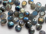 8-9mm Labradorite Rose Cut Cabochons, Labradorite Flat Back Cabochons