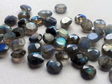 8-9mm Labradorite Rose Cut Cabochons, Labradorite Flat Back Cabochons