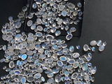 3x4mm-8x10mm Rainbow Moonstone Oval Plain Flat Back Cabochons, Rainbow Moonstone