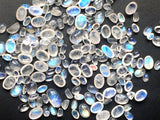 3x4mm-8x10mm Rainbow Moonstone Oval Plain Flat Back Cabochons, Rainbow Moonstone