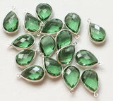 9x15mm Hydro Quartz Green Connectors, 5 Pcs Green Faceted Pear Single Loop