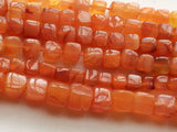 6-8 mm Carnelian Plain Box Cube Beads, Juicy Orange Carnelian Beads, Carnelian