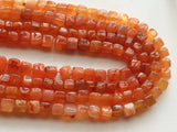 6-8 mm Carnelian Plain Box Cube Beads, Juicy Orange Carnelian Beads, Carnelian