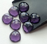 18mm Hydro Quartz Purple Rose Cut Cabochons, Flat Back Heart 6 Pieces Amethyst