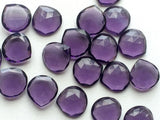 18mm Hydro Quartz Purple Rose Cut Cabochons, Flat Back Heart 6 Pieces Amethyst