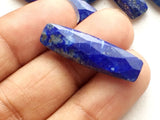 28x8mm Lapis Lazuli, Lapis Lazuli Faceted Both Side Fancy Rectangle Stones, 2 Pcs Loose Lapis Lazuli For Jewelry