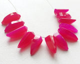 15-20 mm Hot Pink Chalcedony Horn Beads, Pink Chalcedony Faceted Bead