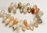 11-14 mm Multi Moonstone Faceted Marquise Shaped Briolettes, Multi Moonstone