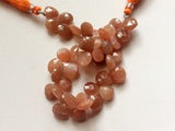 9-10 mm Peach Moonstone Beads, Peach Moonstone Faceted Hearts, 20 Pcs Peach