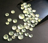 5-10mm Prehnite Plain Round Flat Back Cabochons, Round Cabochon For Jewelry