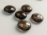 18mm Smoky Quartz Round Double Side Checker Cut Gems, Smoky Quartz, 2 Pcs