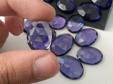 13-14mm Iolite Color Hydro Quartz Cabochons, Flat Back Rose Cut Hydro Cabochons