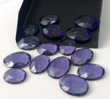 13-14mm Iolite Color Hydro Quartz Cabochons, Flat Back Rose Cut Hydro Cabochons