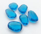 18-24mm Swiss Blue Topaz Colored Hydro Quartz Flat Back Cabochons, Hydro Faceted