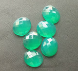 10x12mm Green Onyx Rose Cut Oval Cabochons, Green Onyx Faceted Cabochons