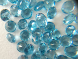 3mm Swiss Blue Topaz Round Cut Stones, Swiss Blue Topaz Solitaire Shape