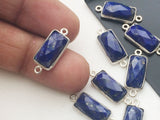 7x18.5 mm Lapis Lazuli Double Loop Connector 925 Silver Connector Rectangle