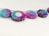 20-28 mm Solar Quartz Beads, Drilled Stalacite Slices, Shaded Blue & Pink Solar