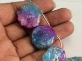 20-28 mm Solar Quartz Beads, Drilled Stalacite Slices, Shaded Blue & Pink Solar