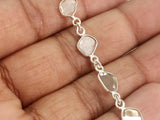 5-6mm Gray Diamond Slice Connector Chains 925 Silver Chain Wire Wrapped