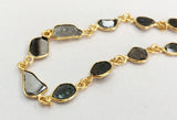 5-6mm Black Diamond Faceted Slice Connector Chain, 925 Silver Gold Polish 7 In