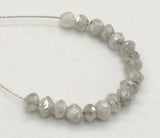 3mm Gray White Sparkling Diamonds, Faceted Diamond Rondelle Beads, 0.7mm Hole