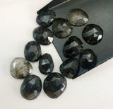 12-20mm Black Rutile Quartz Rose Cut Cabochon, Black Rutile Rose Cut Flat Back