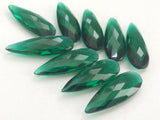 10x28mm-11x31mm Emerald Green Colored Glass Fancy Stones, Faceted Long Drops
