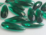10x28mm-11x31mm Emerald Green Colored Glass Fancy Stones, Faceted Long Drops