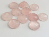 15mm Rose Pink Chalcedony Faceted Round Flat Back Cabochons, 5 Pcs Loose