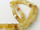 4.5-5mm Yellow Opal Box Beads, Yellow Opal Plain Cube Beads, Yellow Opal Cubes