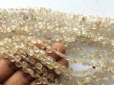 5-6 mm Rutilated Gold Quartz Faceted Heart Beads, Gold Rutile Beads, Gold