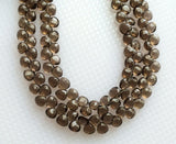 6 mm Smoky Quartz Faceted Heart Briolette, Smoky Quartz Briolette Beads, Faceted