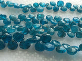 6-8 mm Neon Blue Apatite Plain Heart Bead, Neon Apatite Briolettes, Neon Apatite