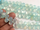 7x8.5 mm-9x14 mm Aqua Chalcedony Plain Pear Beads, Aqua Chalcedony Briolette