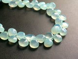7.5-8 mm Aqua Chalcedony Plain Heart Beads, Aqua Chalcedony Briolette Beads