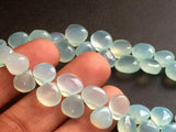 7.5-8 mm Aqua Chalcedony Plain Heart Beads, Aqua Chalcedony Briolette Beads