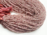 3-3.5mm Strawberry Quartz Faceted Rondelle Beads, Pink Strawberry Quartz Beads