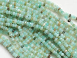 4mm Aqua Sea Green Opal Faceted Rondelle Bead, Natural Aqua Opal Bead, Aqua Opal